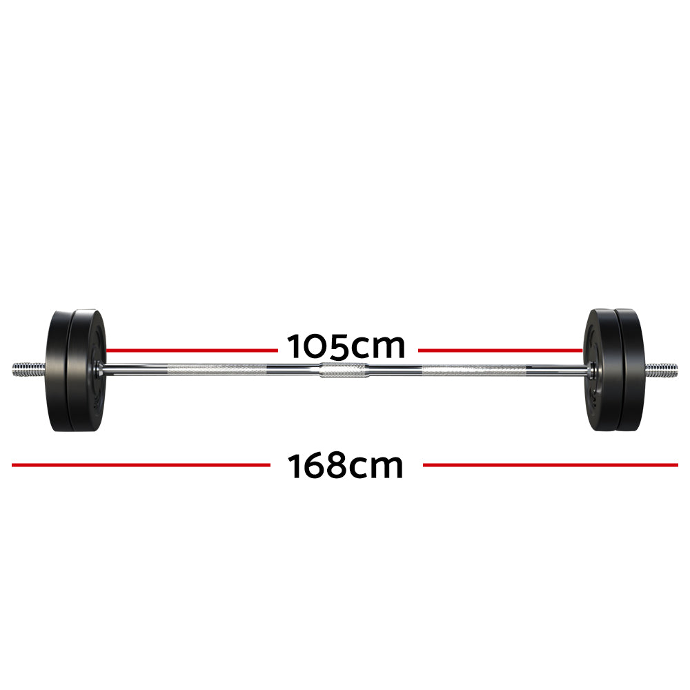 Everfit 48kg Barbell Set Weight Plates Bar Lifting Bench 168cm