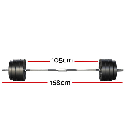 Everfit 78kg Barbell Set Weight Plates Bar Lifting Bench 168cm