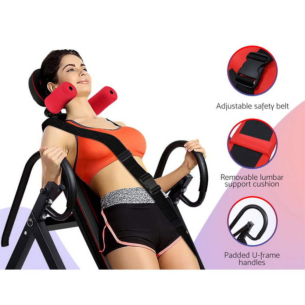 Everfit Inversion Table Gravity Exercise Inverter Back Stretcher Home Gym Black