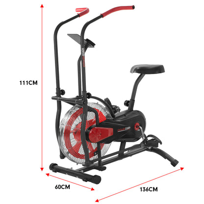 Powertrain Air Resistance Fan Exercise Bike for Cardio - Red