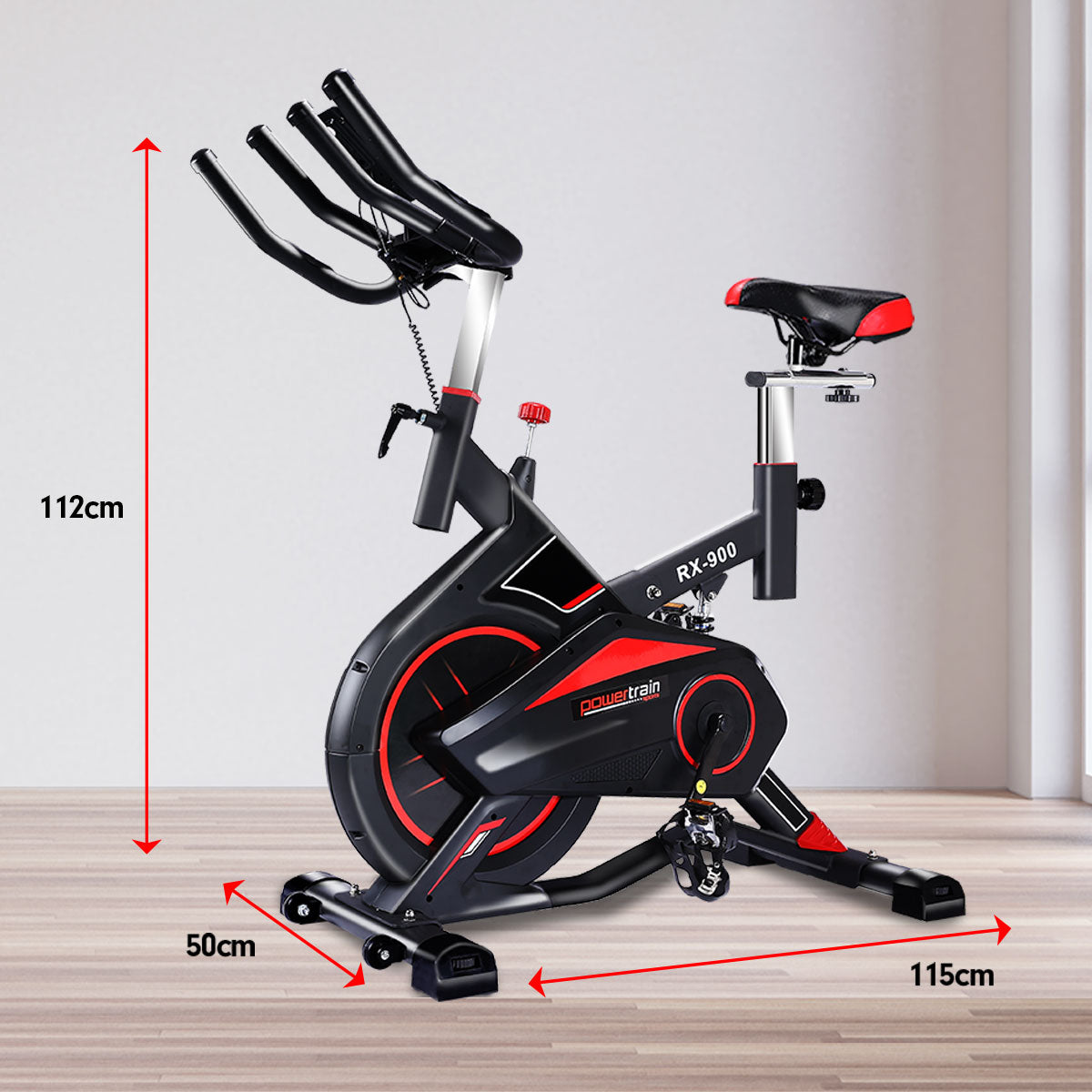 Powertrain RX-900 Exercise Spin Bike Cardio Cycling - Red