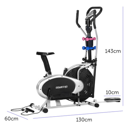 Powertrain 6-in-1 Elliptical Cross Trainer Bike with Weights and Twist Disc