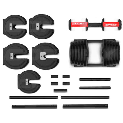 CORTEX Revolock V2 40kg Adjustable Steel Dumbbell Barbell All-in-One (Single)