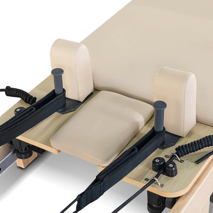 Lifespan Fitness Contour Folding Wooden Pilates Reformer Machine Set (Beige)