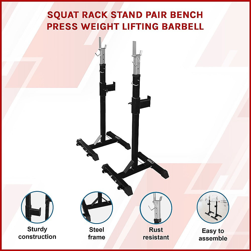 Squat Rack Stand Pair Bench Press Weight Lifting Barbell