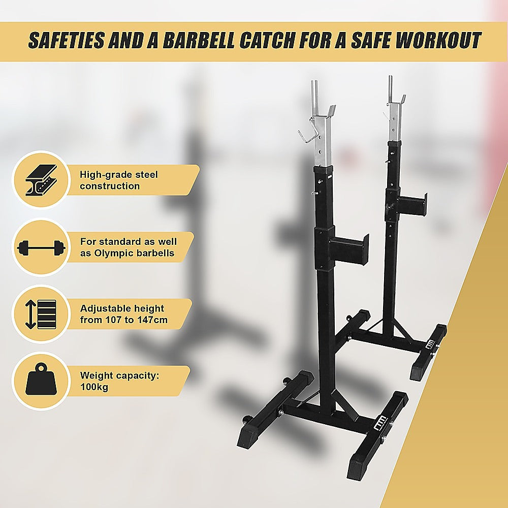 Squat Rack Stand Pair Bench Press Weight Lifting Barbell