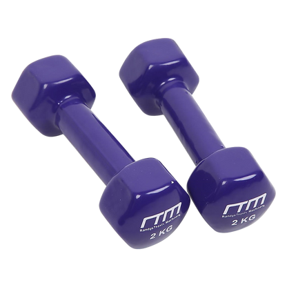 2kg Dumbbells Pair PVC Hand Weights Rubber Coated