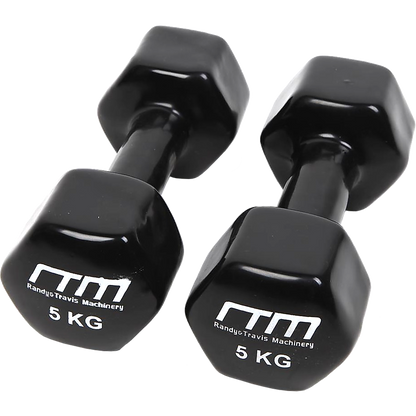 5kg Dumbbells Pair PVC Hand Weights Rubber Coated