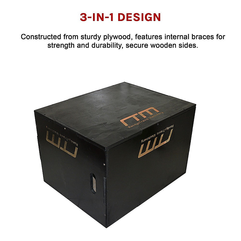 3 IN 1 Black Wood Plyo Games Plyometric Jump Box