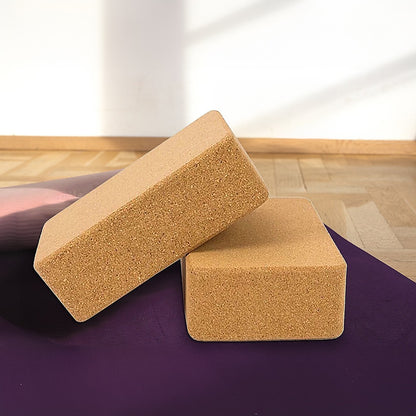 2 x Cork Yoga Block Organic Yoga Prop Accessory Exercise Brick