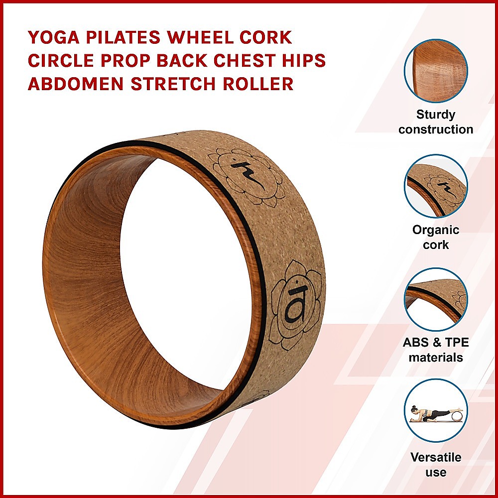 Yoga Pilates Wheel Cork Circle Prop Back Chest Hips Abdomen Stretch Roller