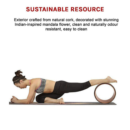 Yoga Pilates Wheel Cork Circle Prop Back Chest Hips Abdomen Stretch Roller