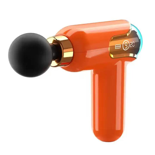 LC002 Orange Portable Massage Gun - Deep Tissue Muscle Massager with 4 Heads and 9 Speed Settings